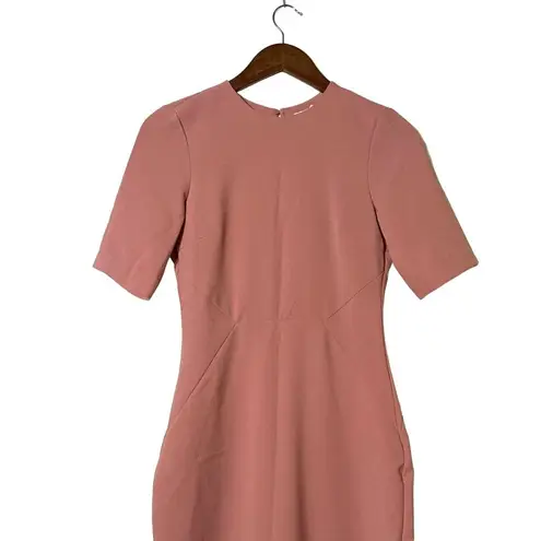 H&M  Crew Neck Open Back Crepe Sheath Dress Pink 6