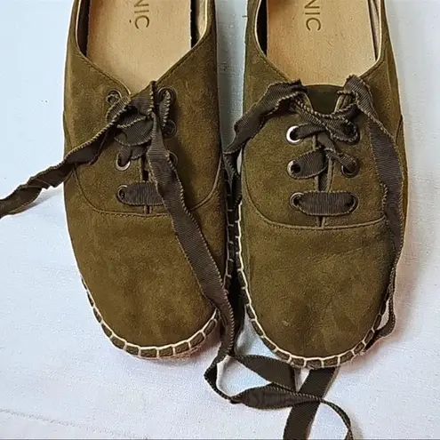 Vionic Suede Lace-Up Espadrilles Sandy Olive