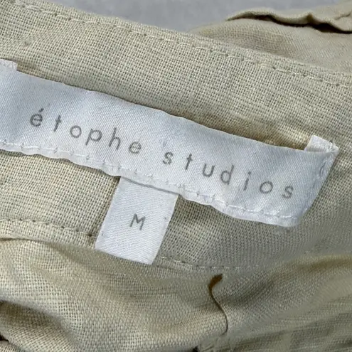 Etophe studios Halter Jumpsuit Wide Leg Button Front Linen blend Casual Beige M