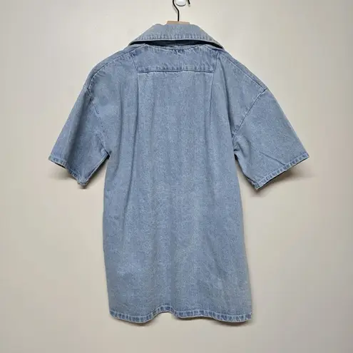 Kenzo Paris Womens Mid Length Denim Jacket Pockets Button Up Sz 34 US 2 Blue