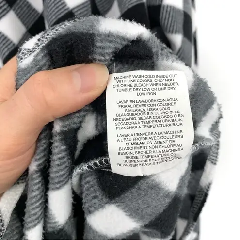 Riders By Lee Fleece Button Down Shacket Black White Buffalo Plaid XL