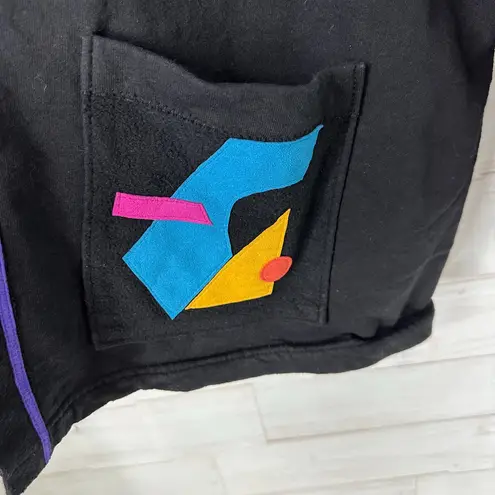 Nu Views Women Vintage Button Up Sweatshirt in Black Size XXL Geometric Shapes