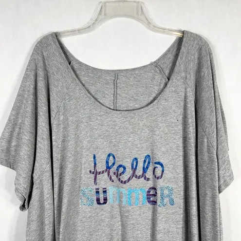 Woman Within Plus Size 3X 30W 32W Top Gray Hello Summer Scoop Neck 1076