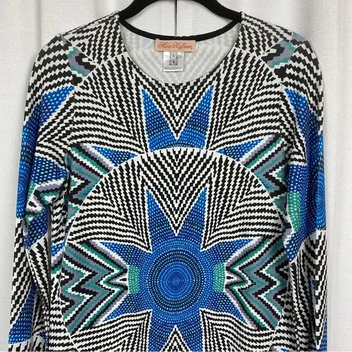 Mara Hoffman Black&Blue Geometric Star Long Sleeve Shift Dress Sz.S