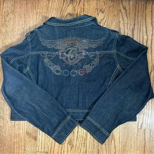 COOGI | Cropped Embellished Denim Jacket