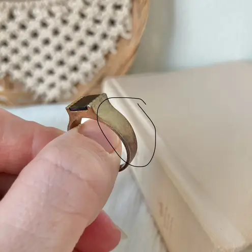 Black Square Signet Tarnished Gold Ring “Ravenna” Men’s Masculine Classic Neutral Jewelry