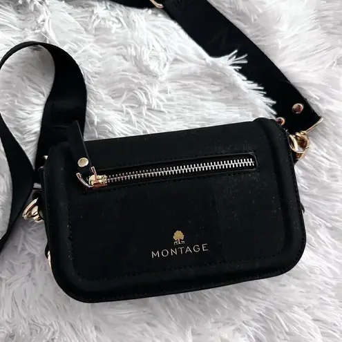 MONTAGE | Black Small Crossbody Travel Eco Convertible Tote Gold Hardware Zipper Black