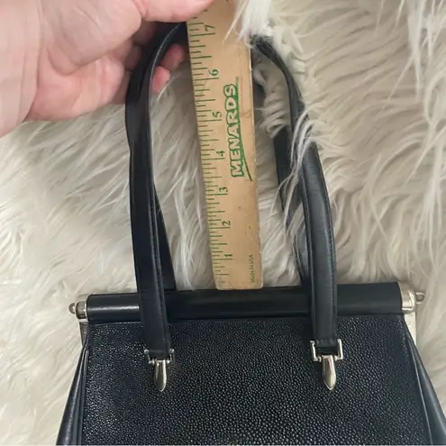 Mystique Collection Genuine Stingray Skin Black
Leather Handbag Vintage Purse Black