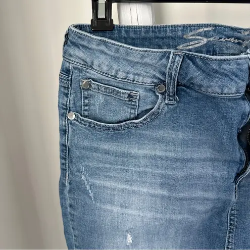 Seven7 Women’s Mini Frayed Denim Blue Skirt Size 14