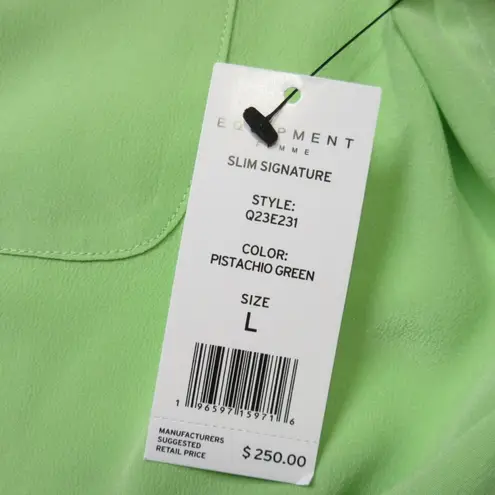 Equipment NWT  Slim Signature in Pistachio Green Silk Button Down Shirt L $250