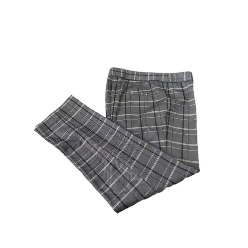 Amanda & Chelsea Grey Plaid Pattern Faux Back Pocket Trousers Plaid Pants S 10