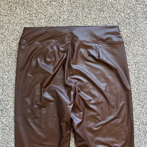 Aerie  Offline Real Lux dark brown faux leather hi-rise leggings size XXL NWT