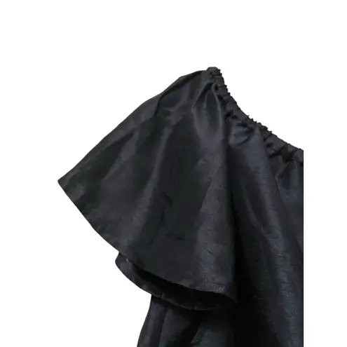 Keepsake the Label Off Shoulder Satin Top Size Small Midnight Blue Romantic