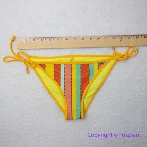 NEW Banana Moon rainbow stripes string tie up teens bikini bottom, size M Yellow Size M