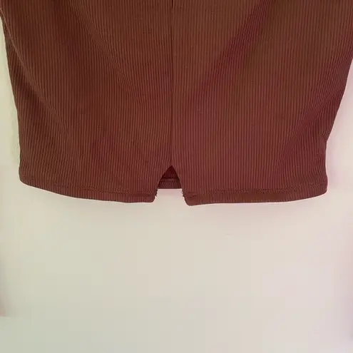 Naked Wardrobe chocolate brown long sleeve cropped top medium new with out tags