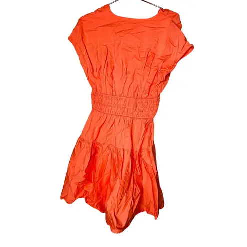 Derek Lam COLLECTIVE Orange Smocked Hourglass Tie Waist Mini Dress Size 44
