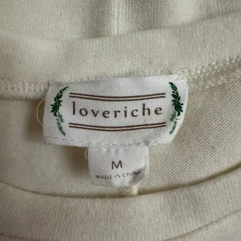 Loveriche Crochet Granny Square Trim Cream Sweater Boho Cottagecore Size M White Size M