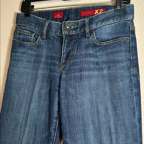 X2 Quality Denim Low Rise Dark Wash Wide Flare Leg Jeans Womens Size 2 R Blue