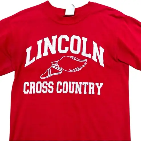 Vintage Lincoln Cross Country Red Graphic Tee Size Small, 50/50 Cotton Soft