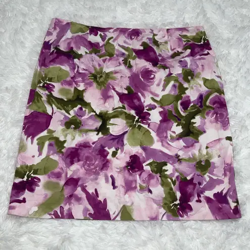 Jones Wear stretch purple floral pencil mini skirt woman’s size 16