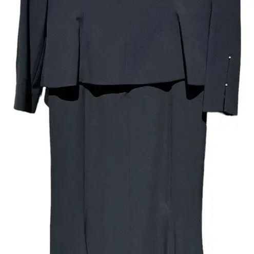 Alexander by Daymor Black 2105 Classy Beaded Sheer Yoke Sheath Gown and Jacket Size 12