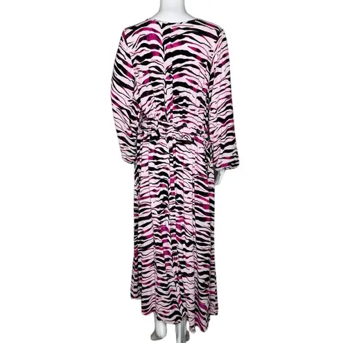 Eloquii Dress Womens 16 Pink Black Zebra Print Maxi Dress Rocker Edgy Statement