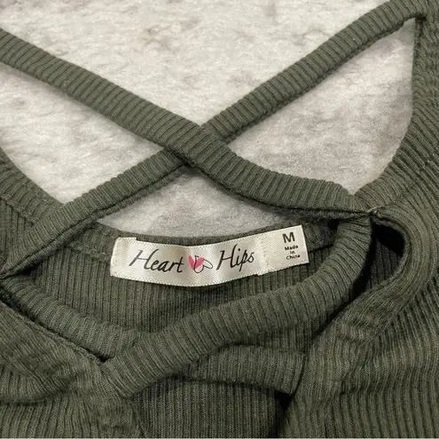 Heart & Hips Olive Green Ribbed Short Sleeve Shirt