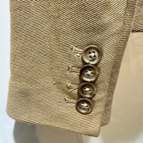Ralph Lauren 100% Cotton Blazer Jacket Size 6 Tan Button Front Equestrian Style