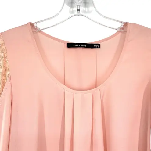 Doe & Rae  Anthropologie Peach Lace Sleeve Blouse