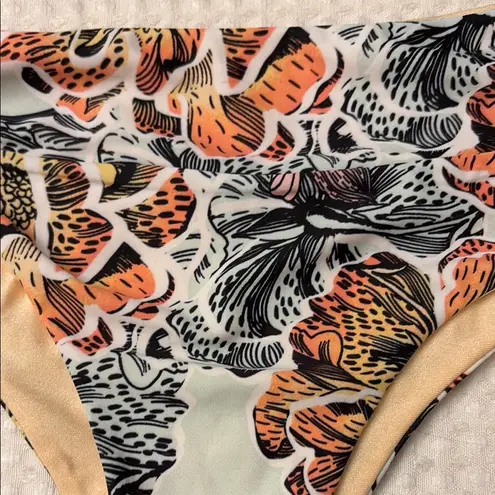 Kulani Kinis NEW! HARPER S Mint Peach Hawaiian High Waist Cheeky Bikini Bottoms