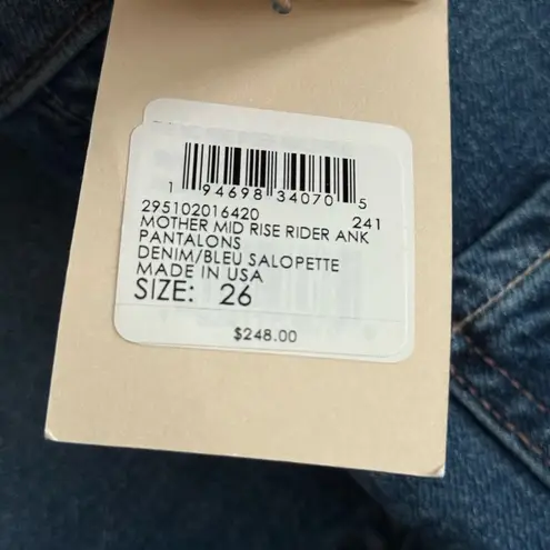 NWT Mother Mid Rise Rider Ankle Jeans Blue Size 26