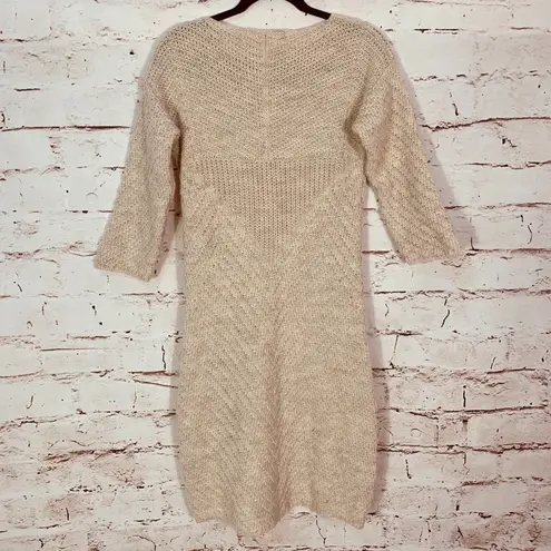 ZARA  Knit Sweater Dress Women’s Large Beige Marled Texture Cottagecore Knitwear