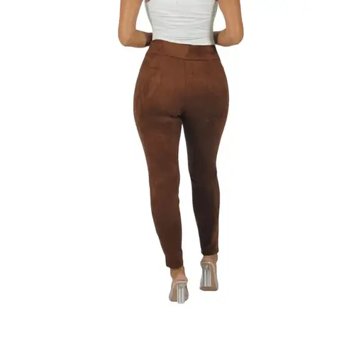 Boom Boom Jeans High Rise Bonded Suede Skinny Pant Camel Size Medium EUC #4030