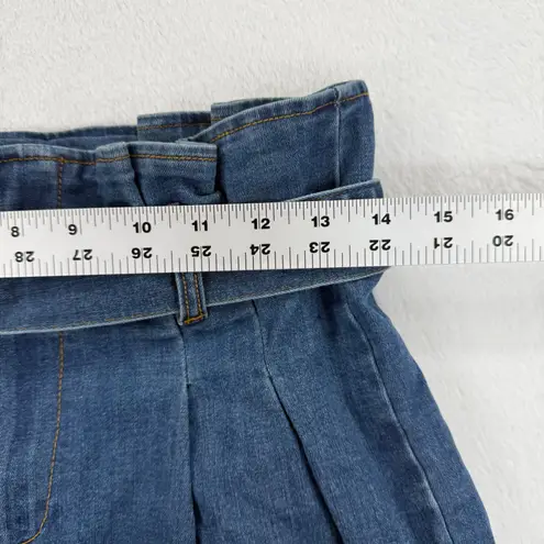 Black Label C'est Toi Denim Skirt Women's Size L Blue Paper Bag Waist Pleated