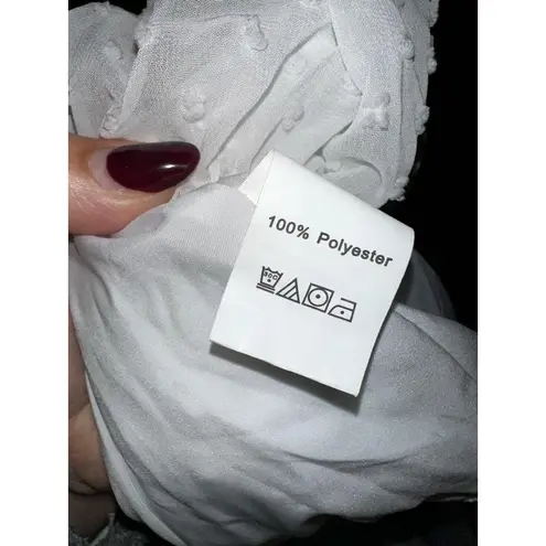 Off the Shoulder Eyelet 3/4 Sleeves Loose Fit Peasant Blouse White Size XL