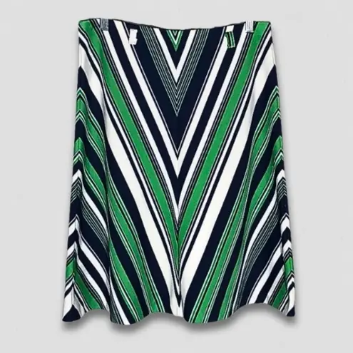 Vintage 70s Chevron Stripe Midi Skirt Green Blue White Size M Size M