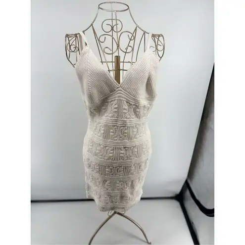 Olive & Oak crochet knit mini dress cream white women’s Size Large cotton boho