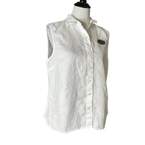 Tommy Bahama  White Florida Gators 100% Linen Sleeveless Blouse Womens Size M L