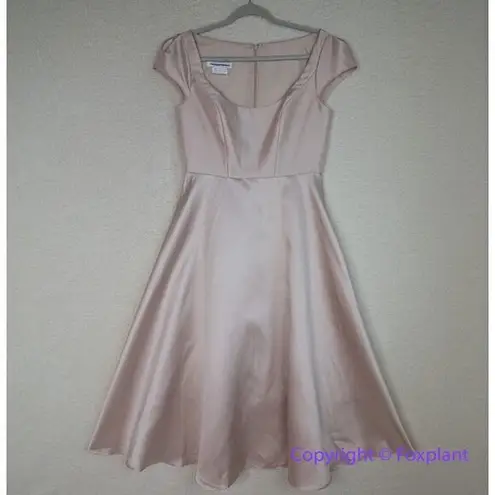 Alfred Sung New! Cap Sleeve Full Skirt Satin Midi Cocktail Dress, size 0R