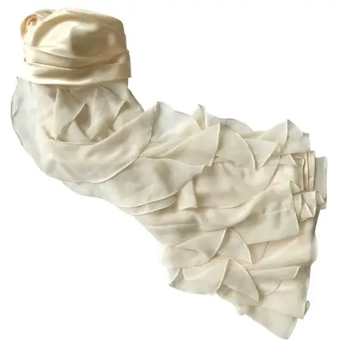 XScape Strapless Dress 6 Pale Yellow Ruffled Wedding Cocktail Cruise Hal…