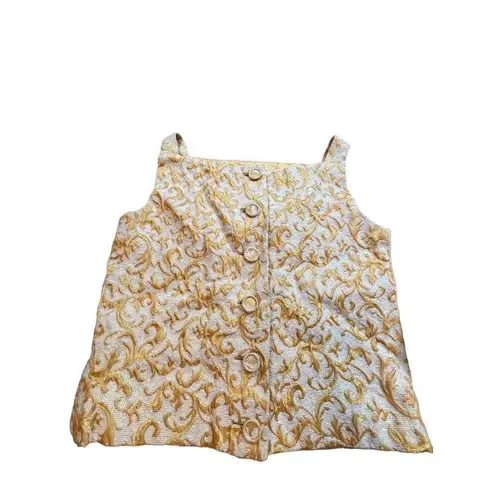 Vintage Don Sophisticates Women's Brocade Gold & Cream Buttoned ToP sz s Size M