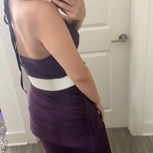 Eggplant Rouched dress with belt. S Purple