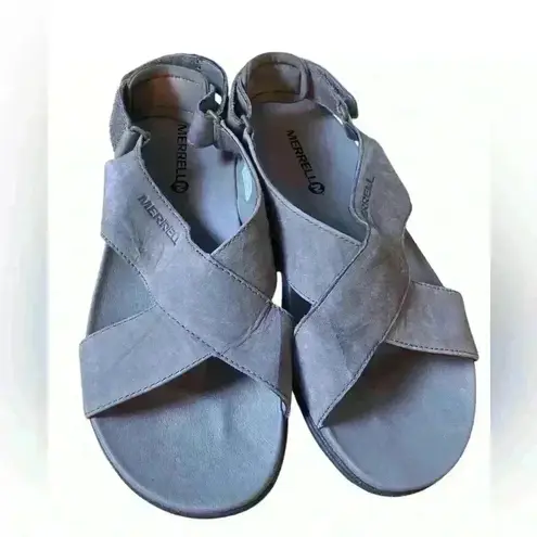 Merrell Around Town Sunvue Leather Strap Sandals in Stone Size 7 Comfort Shoes