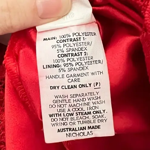 Nicholas Floral Lace Rouleau Ball Dress in Hibiscus Red Size 6