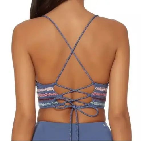 NWT l Dolce Vita Gray Embroidery Pom Pom Bikini Top Swimsuit