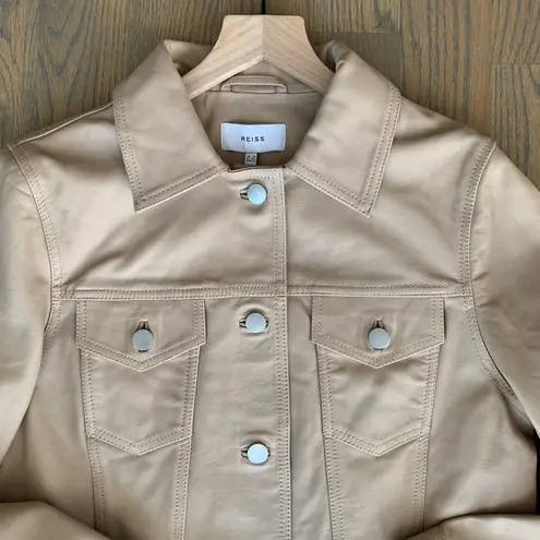 Reiss NWT Piper Leather Jacket in Neutral Size UK14/US10