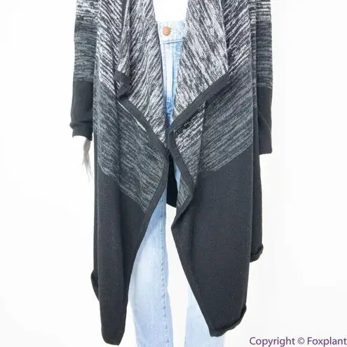 Iz Byer  black grey open‎ front long cardigan sweater, L