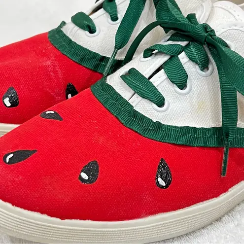 Watermelon Canvas Handmade Sneakers Size 8 Red