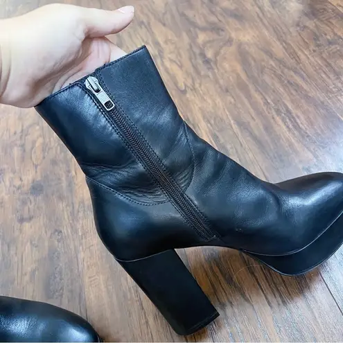 Ash • Amazon Platform Boots black leather ankle bootie block heel zip