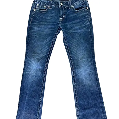 Miss Me Size 30x33 Navy Blue Bootcut Jeans with Embellished Pockets